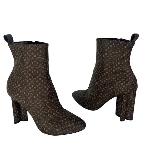 Louis Vuitton Silhouette Ankle Boots Nano Monogram Canvas Brown - Picture 3 of 16
